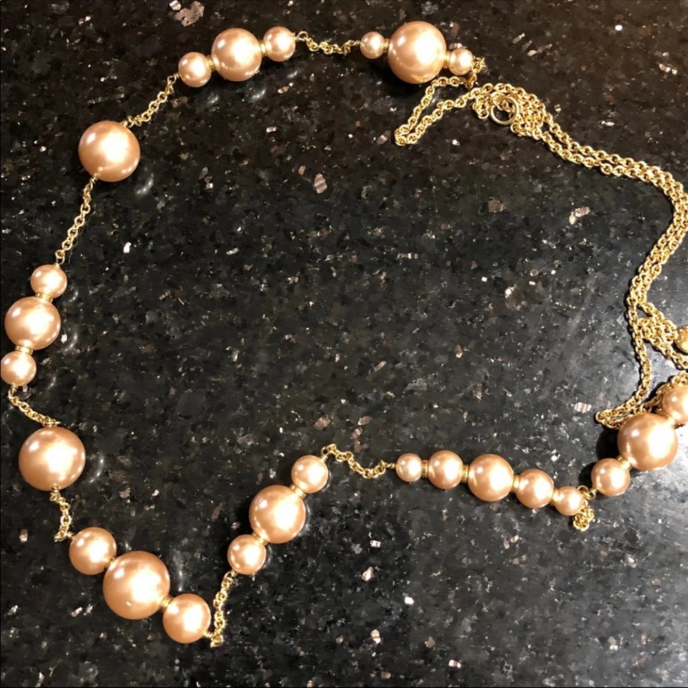 J.Crew Beige Gold Pearl Necklace 16”